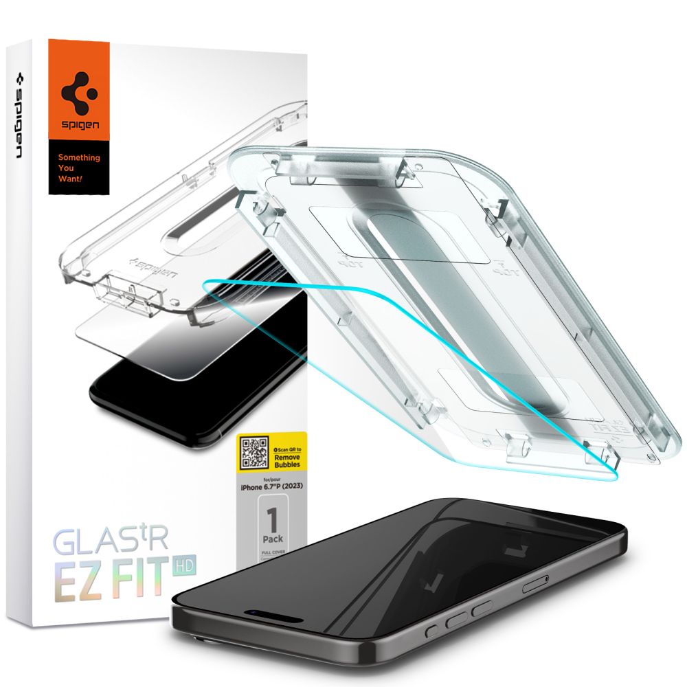 KALJENO STEKLO SPIGEN GLAS.TR "EZ FIT" IPHONE 15 PRO MAX PROZORNO