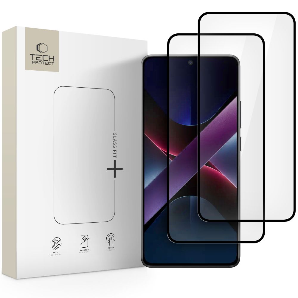 KALJENO STEKLO TECH-PROTECT GLASS FIT+ 2-PACK XIAOMI POCO X7 PRO 5G ČRNA