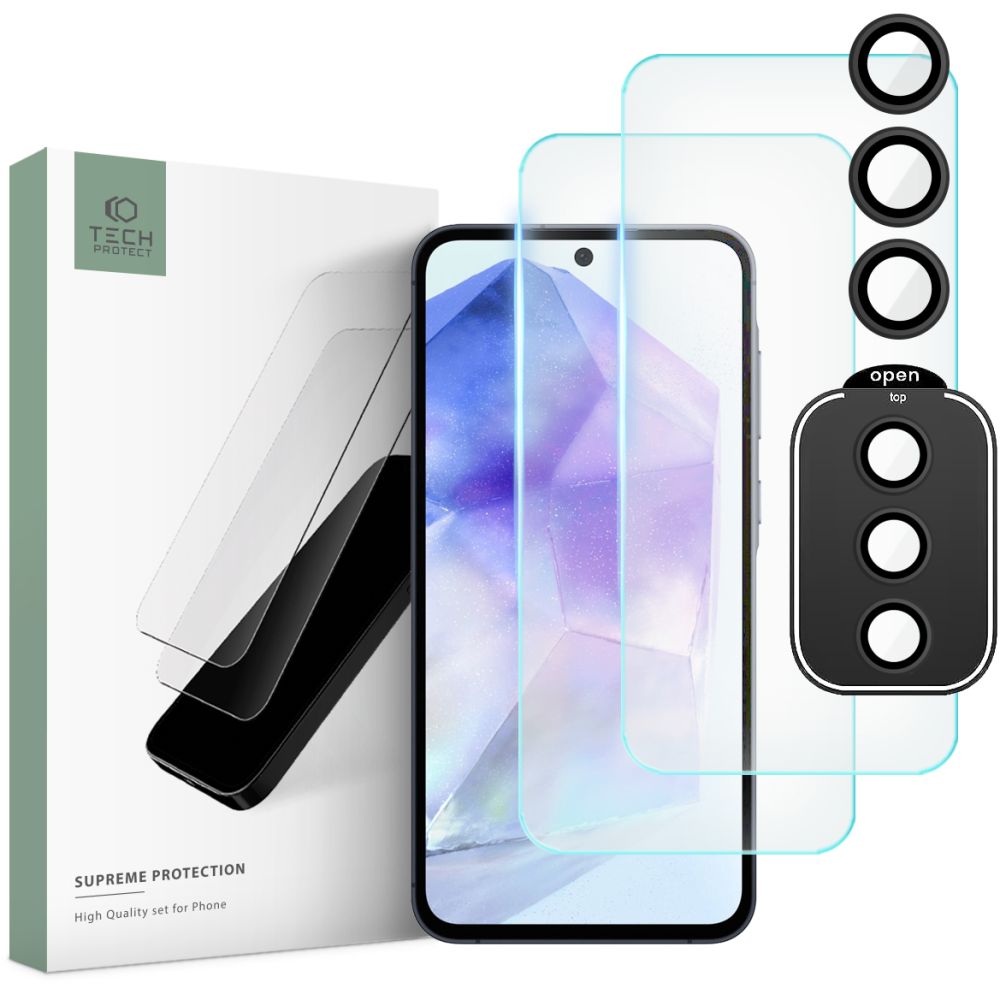 KALJENO STEKLO TECH-PROTECT SUPREME SET GALAXY A55 5G PROZORNO