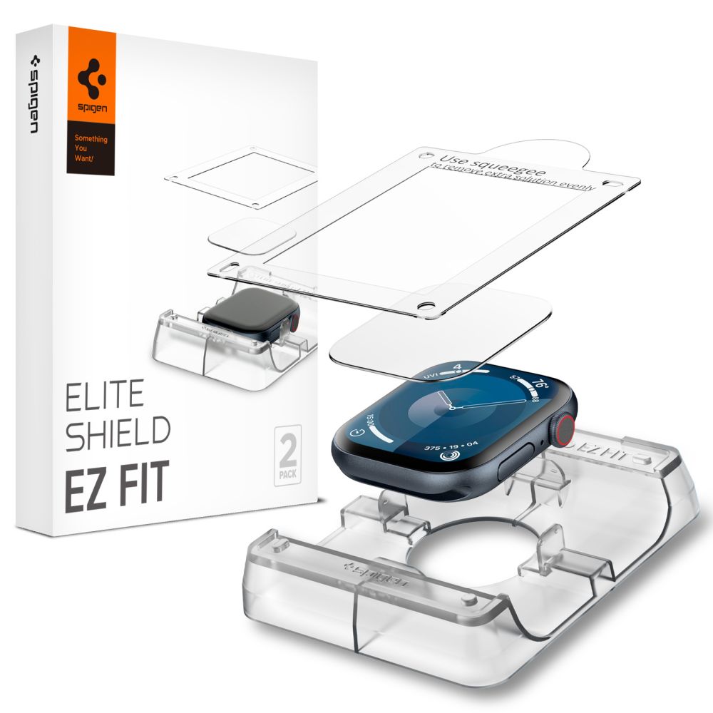 KALJENO STEKLO SPIGEN ELITE SHIELD "EZ FIT" 2-PACK APPLE WATCH 10 (46 MM) PROZORNO
