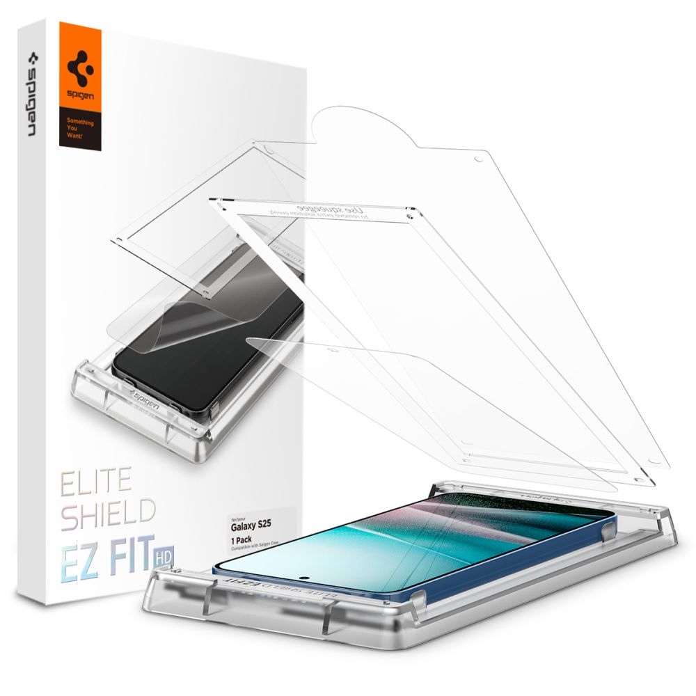 KALJENO STEKLO SPIGEN ELITE SHIELD "EZ FIT" HD GALAXY S25 PROZORNO