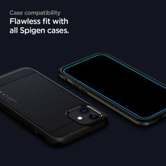 2X TRDO STEKLO SPIGEN ALM GLASS FC 2-PACK IPHONE 12/12 PRO ČRNA