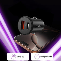 TECH-PROTECT CC02 2-PORT AVTO POLNILEC PD35W/QC3.0 ČRN ČRTA