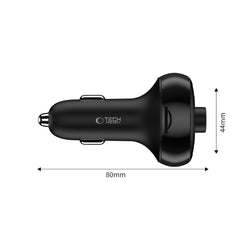 TECH-PROTECT CC06 3-PORT AVTO POLNILEC PD72W + FM BLUETOOTH TRANSMITER ČRN ČRTA