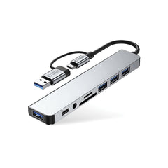 TECH-PROTECT HB06 HUB ADAPTER 9IN1 TYPE-C + USB2.0 + USB3.0 + SD/TF + AV3.5 PROSTOR SIVA
