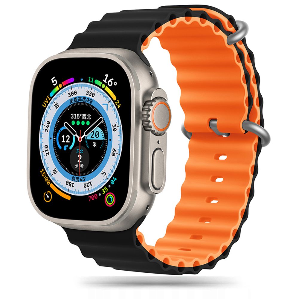 REMENIČEK DOOP ICONBAND PRO APPLE WATCH 6 / 7 / 8 / 9 / 10 / SE / ULTRA 1 / 2 (44 / 45 / 46 / 49 MM) ČRNA/ORANŽNA