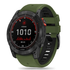 SILIKONSKI PAŠEK ZA GARMIN 26MM FENIX 3 / 5X / 3HR / 5X PLUS / 6X / 6X PRO / 7X ENDURO EXPLORER PRO VOJAK ZELENA / ČRNA