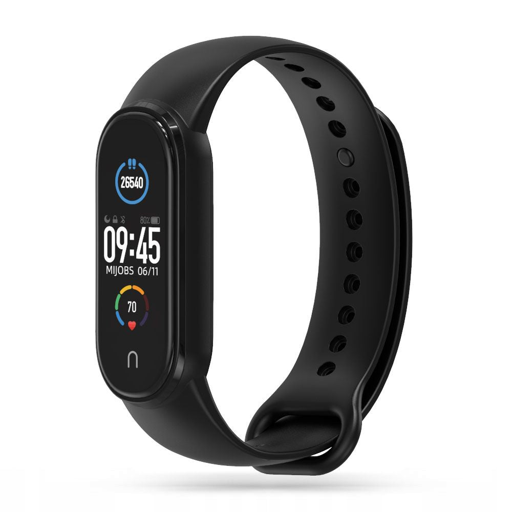 SILIKONSKI PAŠEK ZA XIAOMI MI BAND 5 / 6 / 6 NFC / 7 HEYBAND ICON ČRNA