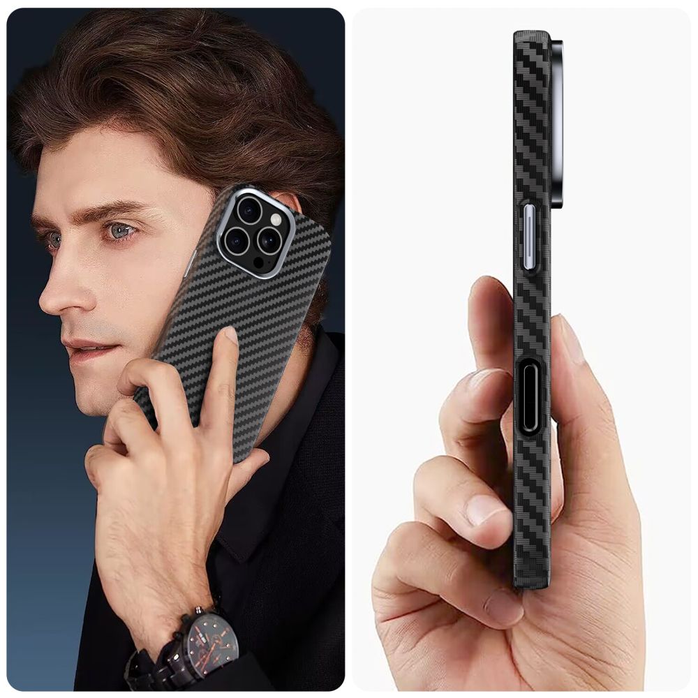 TECH-PROTECT ION CARBON MAGSAFE IPHONE 16E ČRNA/SREBRNA