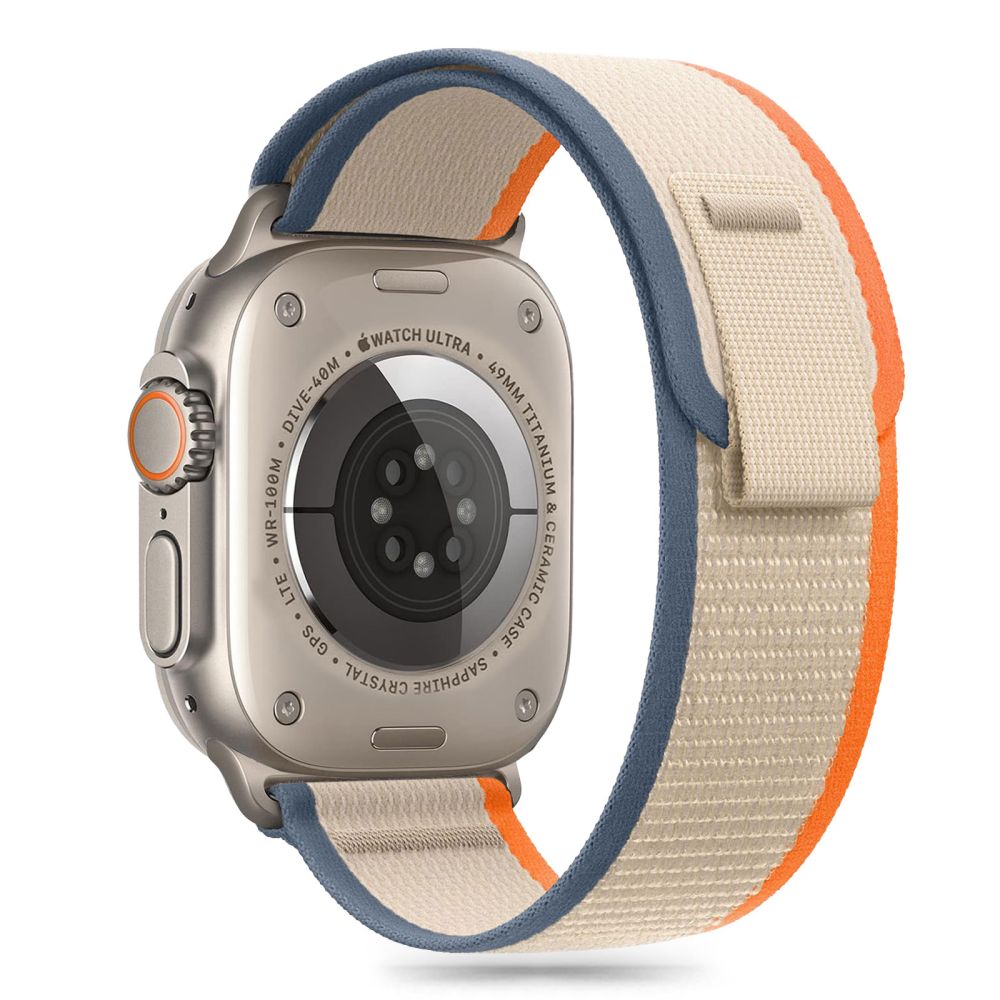 REMENIČEK TECH-PROTECT NYLON STRIPE APPLE WATCH 6 / 7 / 8 / 9 / 10 / SE / ULTRA 1 / 2 (44 / 45 / 46 / 49 MM) KREMNA/ORANŽNA