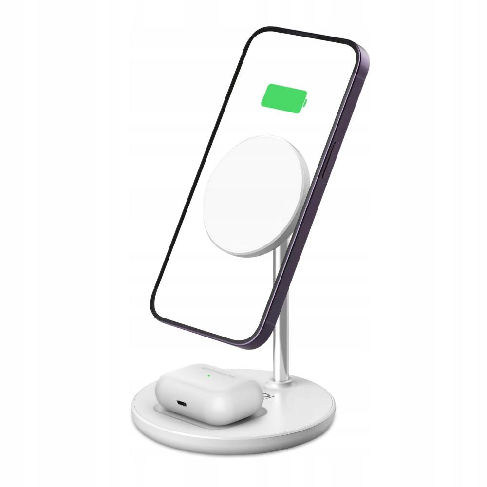 BESŽIČNI POLNILEC 2V1 TECH-PROTECT QI15W-A21 MAGNETNI MAGSAFE BEŽIČNI POLNILEC BELA