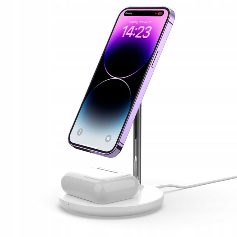 BESŽIČNI POLNILEC 2V1 TECH-PROTECT QI15W-A21 MAGNETNI MAGSAFE BEŽIČNI POLNILEC BELA