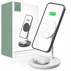BESŽIČNI POLNILEC 2V1 TECH-PROTECT QI15W-A21 MAGNETNI MAGSAFE BEŽIČNI POLNILEC BELA