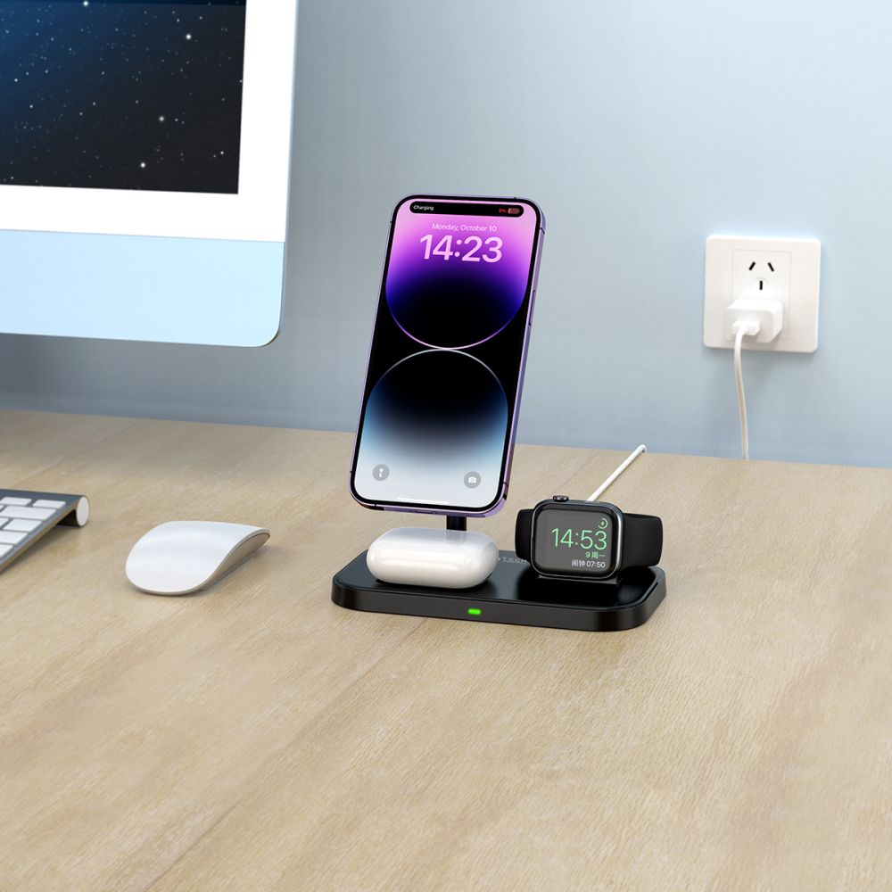 BESŽIČNA POLNILNIK 3IN1TECH-PROTECT QI15W-A22 MAGNETSKI MAGSAFE BREZŽIČNI POLNILNIK BELO