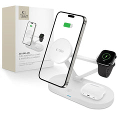 NABOJNI POSTAJ TECH-PROTECT QI15W-A41 3IN1 MAGNETSKI MAGSAFE BREZŽIČNI POLNILEC BELO