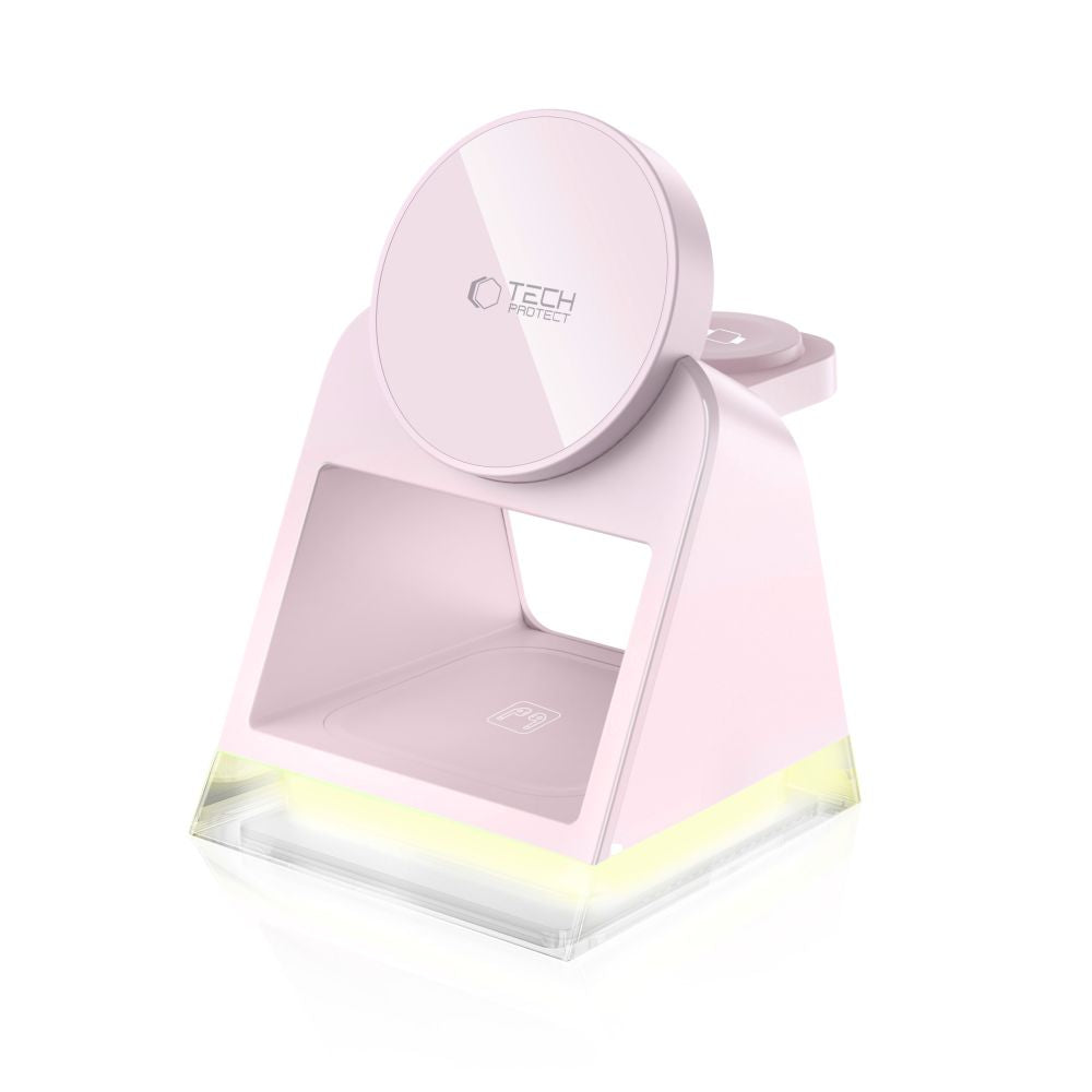 NABOJNI POSTAJA TECH-PROTECT QI15W-A43 3IN1 MAGNETNI MAGSAFE BREZŽIČNI POLNILEC BABY ROZA