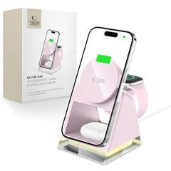 NABOJNI POSTAJA TECH-PROTECT QI15W-A43 3IN1 MAGNETNI MAGSAFE BREZŽIČNI POLNILEC BABY ROZA