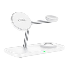 NABOJNI POSTAJA TECH-PROTECT QI15W-A45 3IN1 MAGNETNI MAGSAFE BREZŽIČNI POLNILEC BELE BARVE