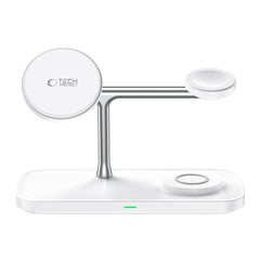 NABOJNI POSTAJA TECH-PROTECT QI15W-A45 3IN1 MAGNETNI MAGSAFE BREZŽIČNI POLNILEC BELE BARVE