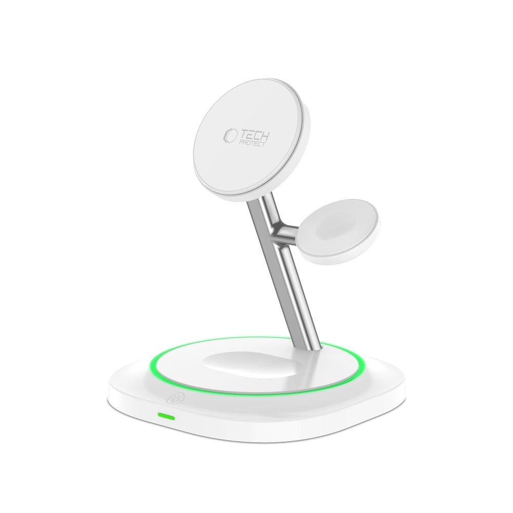 TECH-PROTECT QI15W-A46 3V1 MAGNETSKI MAGSAFE BREZŽIČNI POLNILEC BELE BARVE