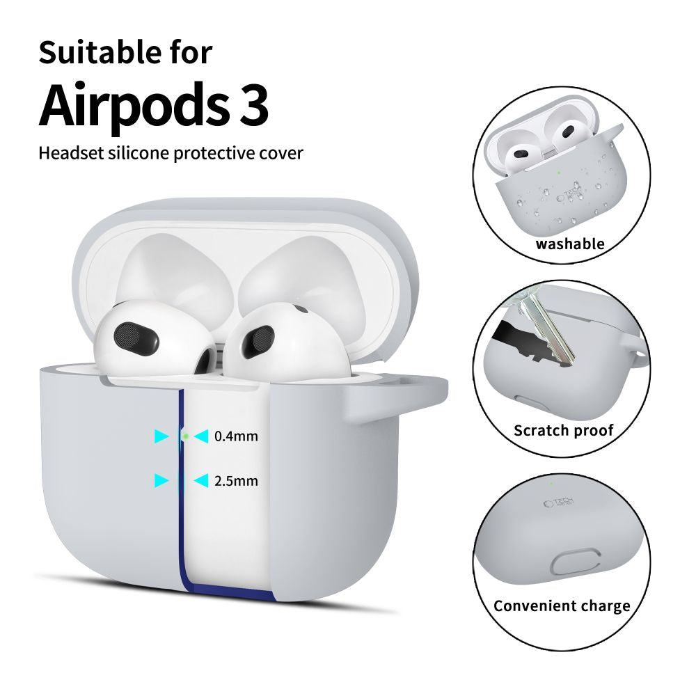 OVITEK TECH-PROTECT SILIKONSKI KAVELJ APPLE AIRPODS 3 SIVI KREJON