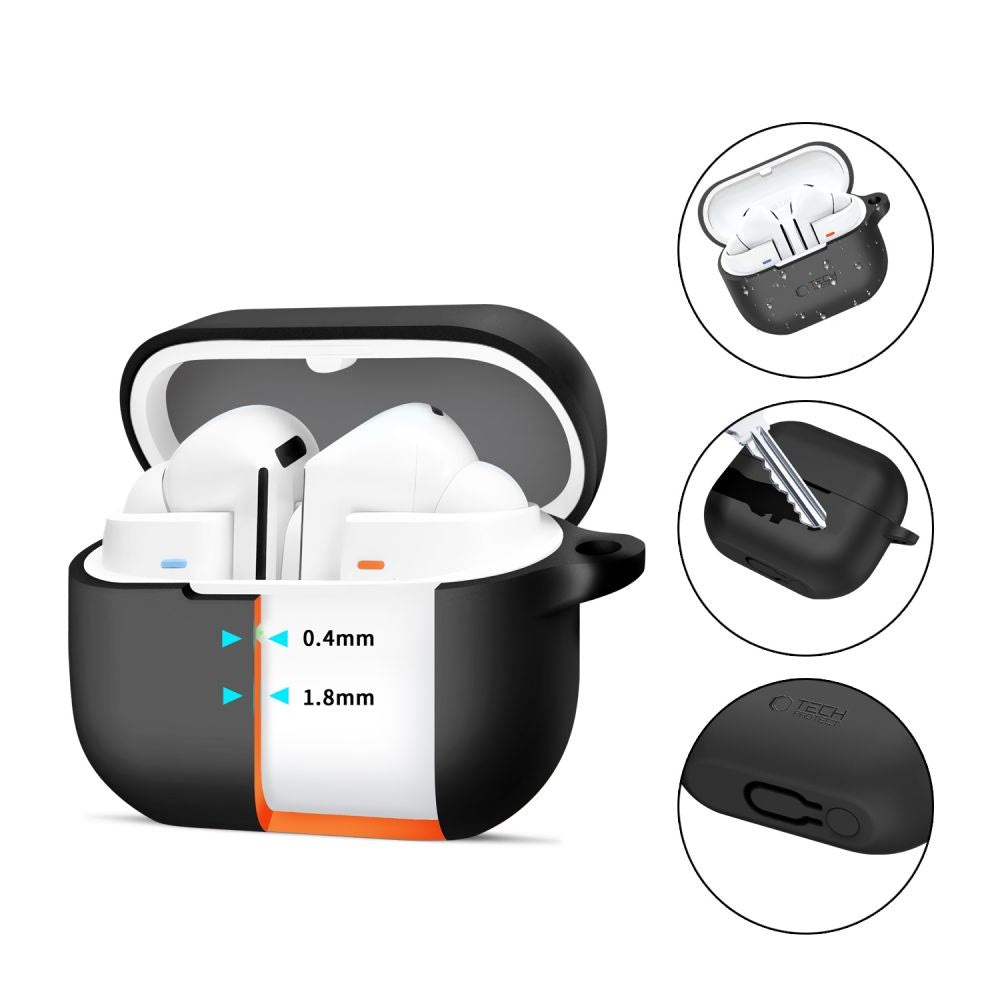 OVITEK ZA SAMSUNG GALAXY BUDS 3 / 3 PRO TECH-PROTECT SILIKONSKI KAVELJ ČRN