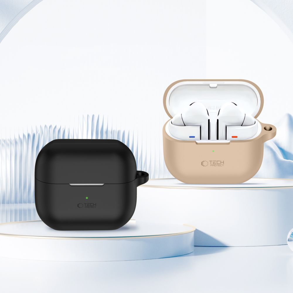 OVITEK ZA SAMSUNG GALAXY BUDS 3 / 3 PRO TECH-PROTECT SILIKONSKI KAVELJ ČRN