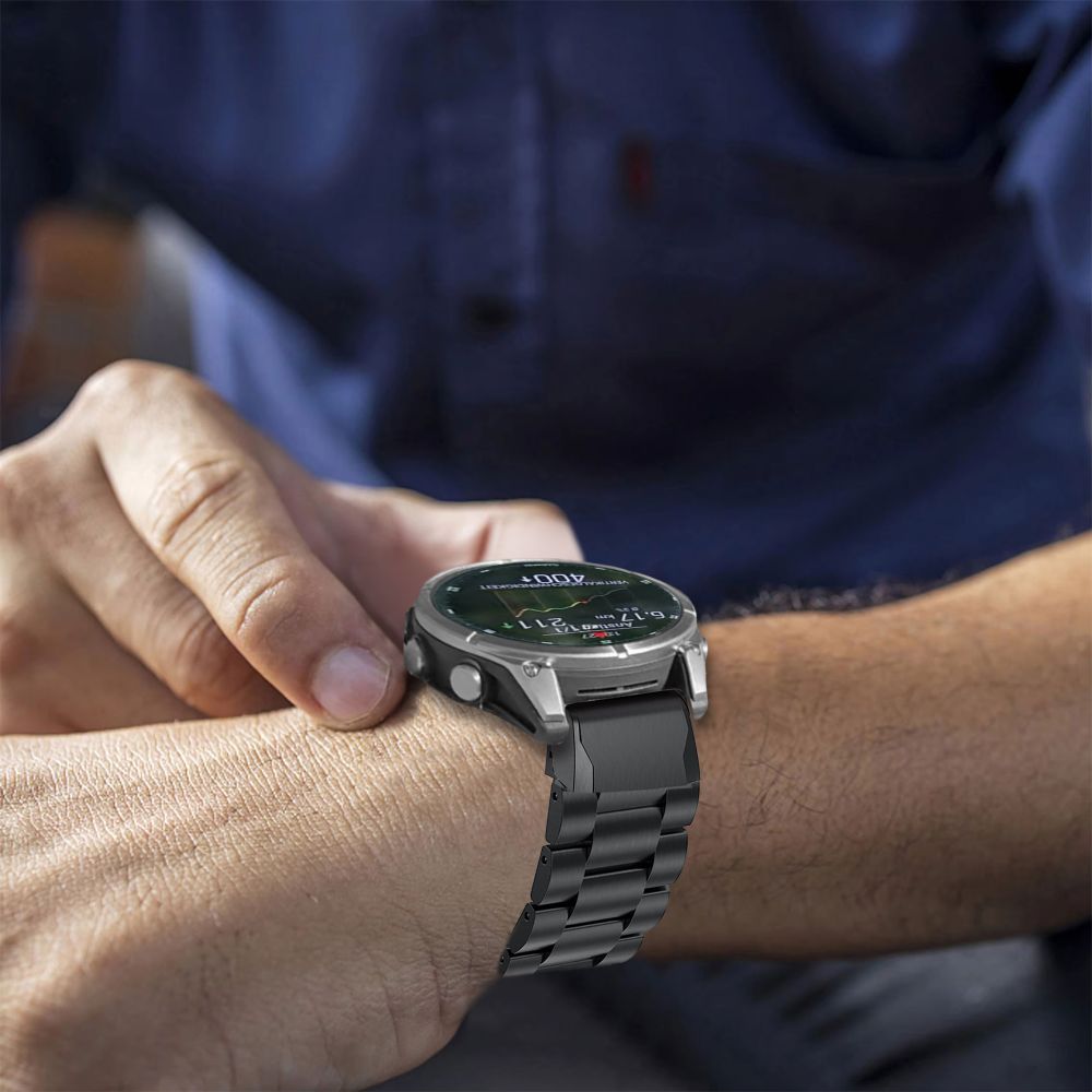 REMENIČEK TECH-PROTECT NERJAVEČE JEKLO GARMIN FENIX 5 / 6 / 6 PRO / 7 / 8 (47 MM) / ČRNA