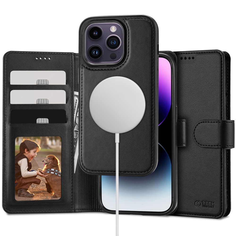 OVITEK ZA KNJIGE TECH-PROTECT WALLET MAGSAFE IPHONE 15 PRO MAX ČRN