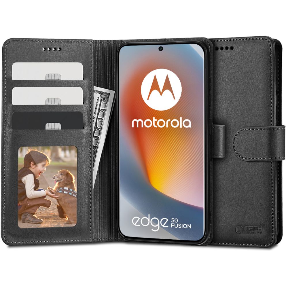 OVITEK ZA KNJIGE TECH-PROTECT WALLET MOTOROLA EDGE 50 FUSION 5G ČRN