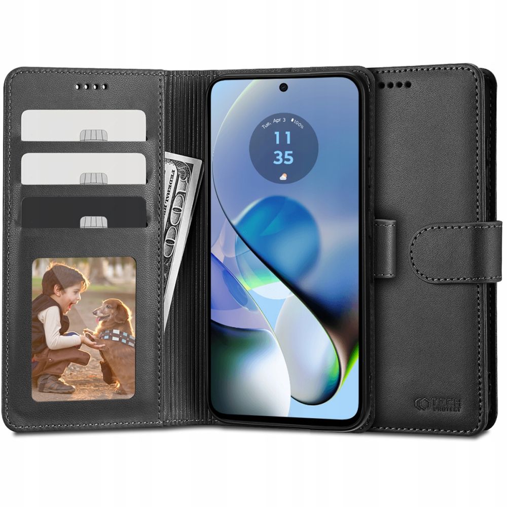 OVITEK ZA KNJIGE TECH-PROTECT WALLET MOTOROLA MOTO G54 5G ČRN