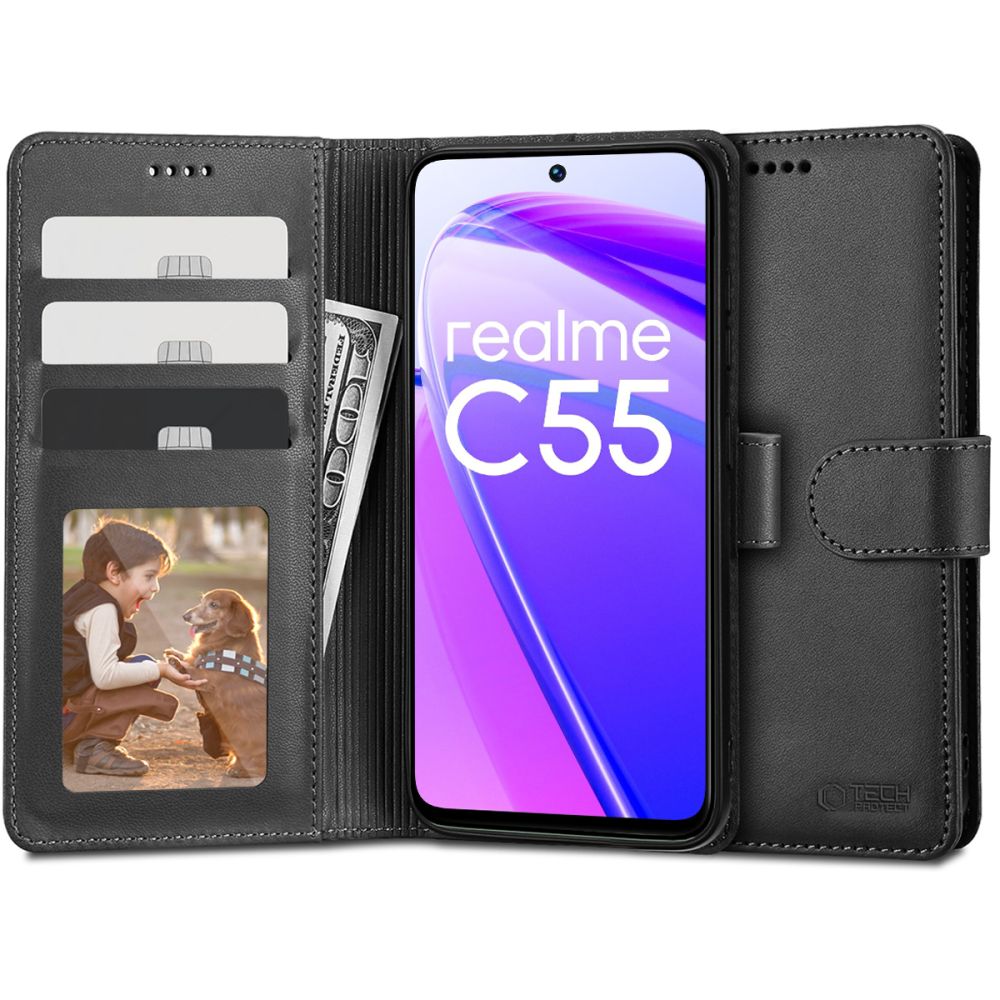 OVITEK TECH-PROTECT WALLET REALME C55 ČRN.