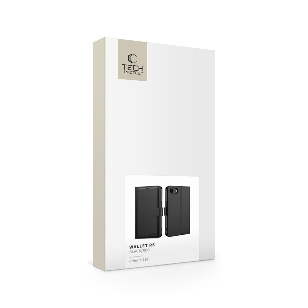 OVITEK TECH-PROTECT WALLET RS IPHONE 16E ČRNA/RDEČA