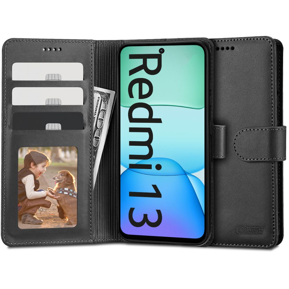 OVITEK ZA KNJIGE TECH-PROTECT WALLET XIAOMI REDMI 13 ČRN